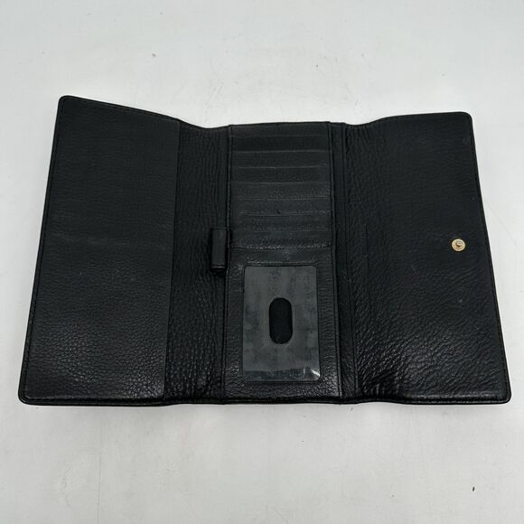 Michael Kors Wallet Womens Black Leather Snap Continental Zip Pocket Clutch - Picture 5 of 11